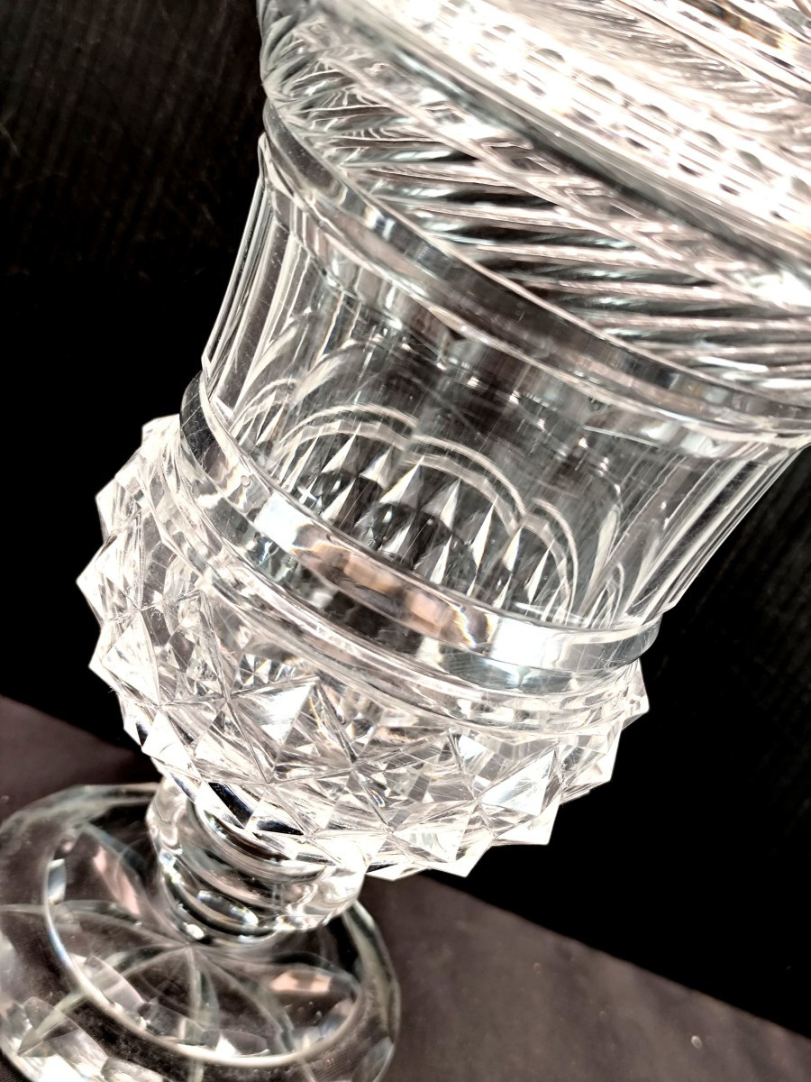 Cristal superbement taillé de Baccarat, époque Charles X : Médicis couvert-photo-4