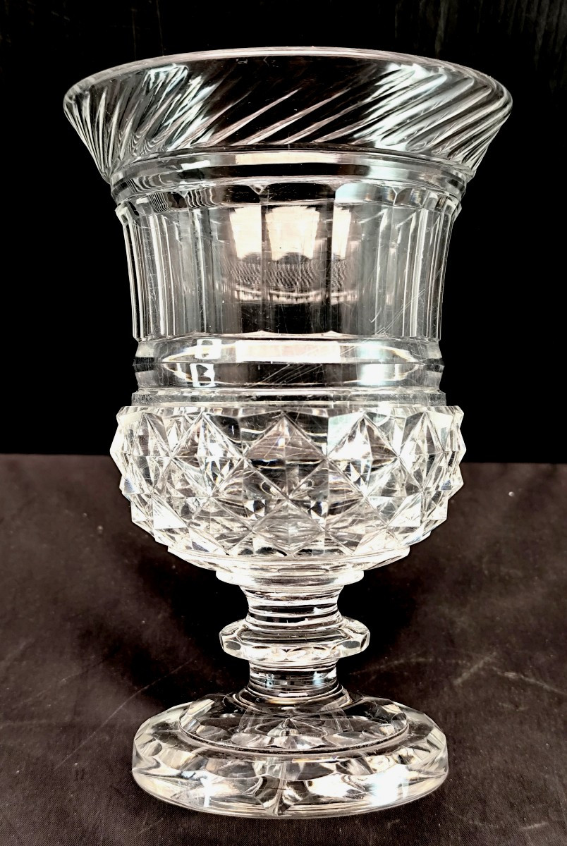 Cristal superbement taillé de Baccarat, époque Charles X : Médicis couvert-photo-1