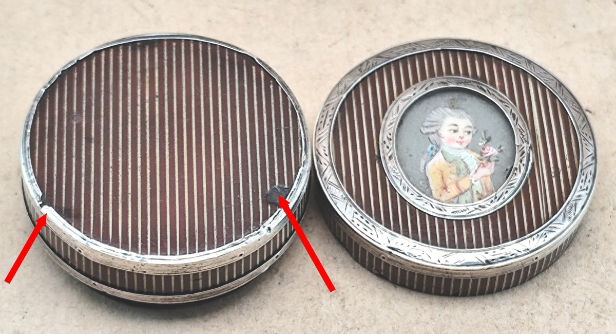 Minuscula : Boite Louis XVI laque cerclée d’argent : cadeau amoureux-photo-3