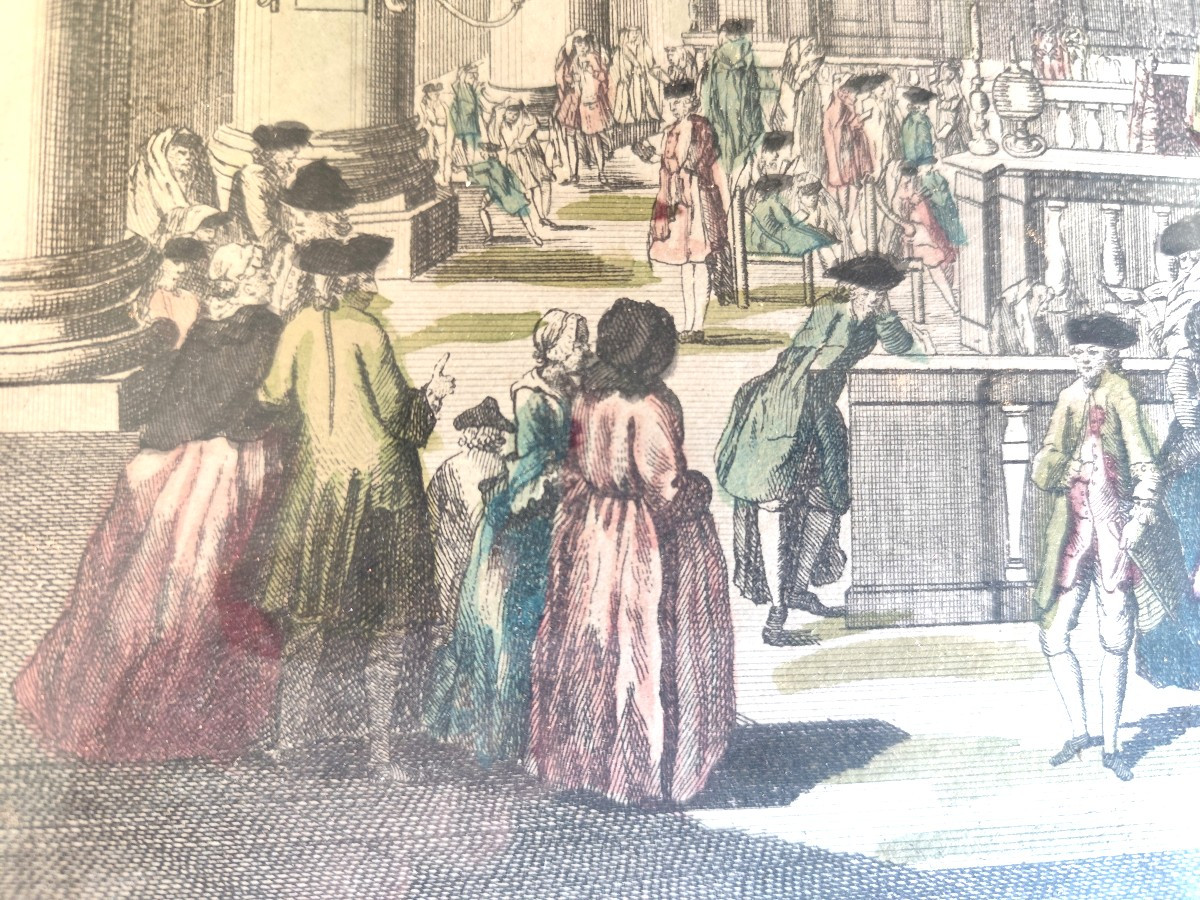 Gravure rare : Paris, vers 1750 : les Juifs célébrant le Pourim à la Synagogue-photo-2