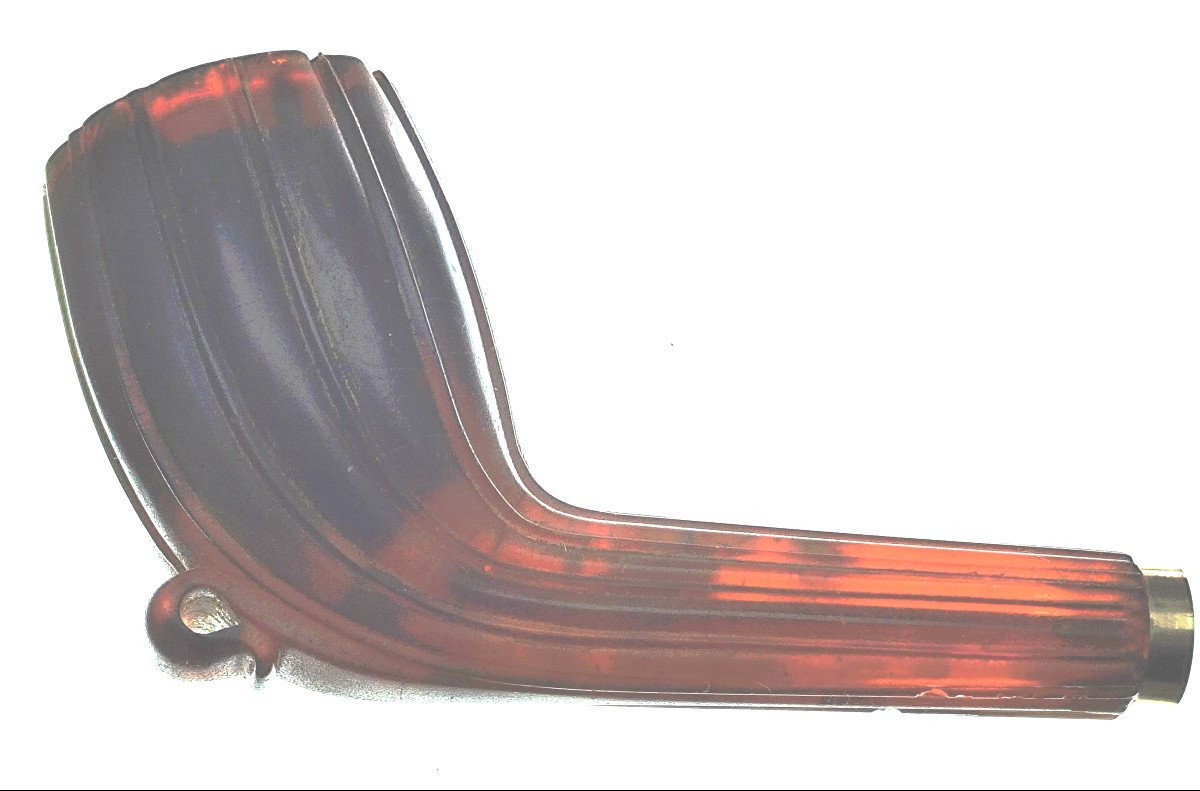 Très rare Pipe Ambre rouge de la Baltique, fourneau et tuyau, 19e, incomplète-photo-4
