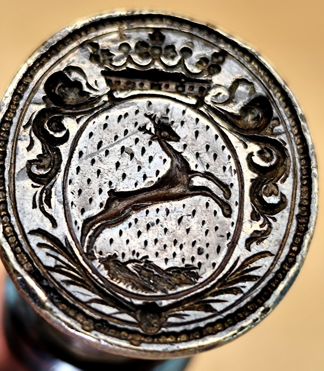 18th-century Seal, Beautiful Coat Of Arms Of A Marquis With A Running Stag-photo-3