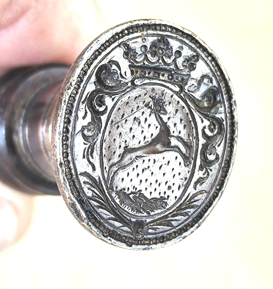 18th-century Seal, Beautiful Coat Of Arms Of A Marquis With A Running Stag