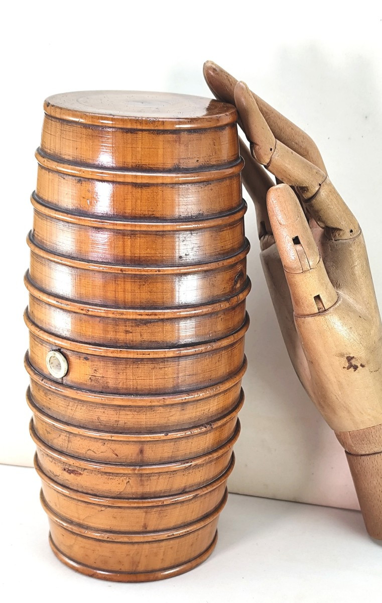 Nice Fruit Wood Turning, 20cm, 19th Century Barrel, Probably Mastered Work-photo-1