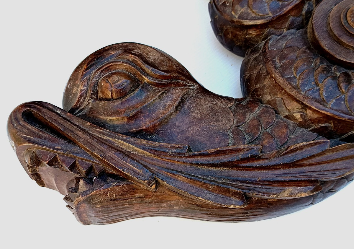 Vignerons Alsaciens: Pair Of Large Barrel Locks With Dolphins, 19th Century-photo-3