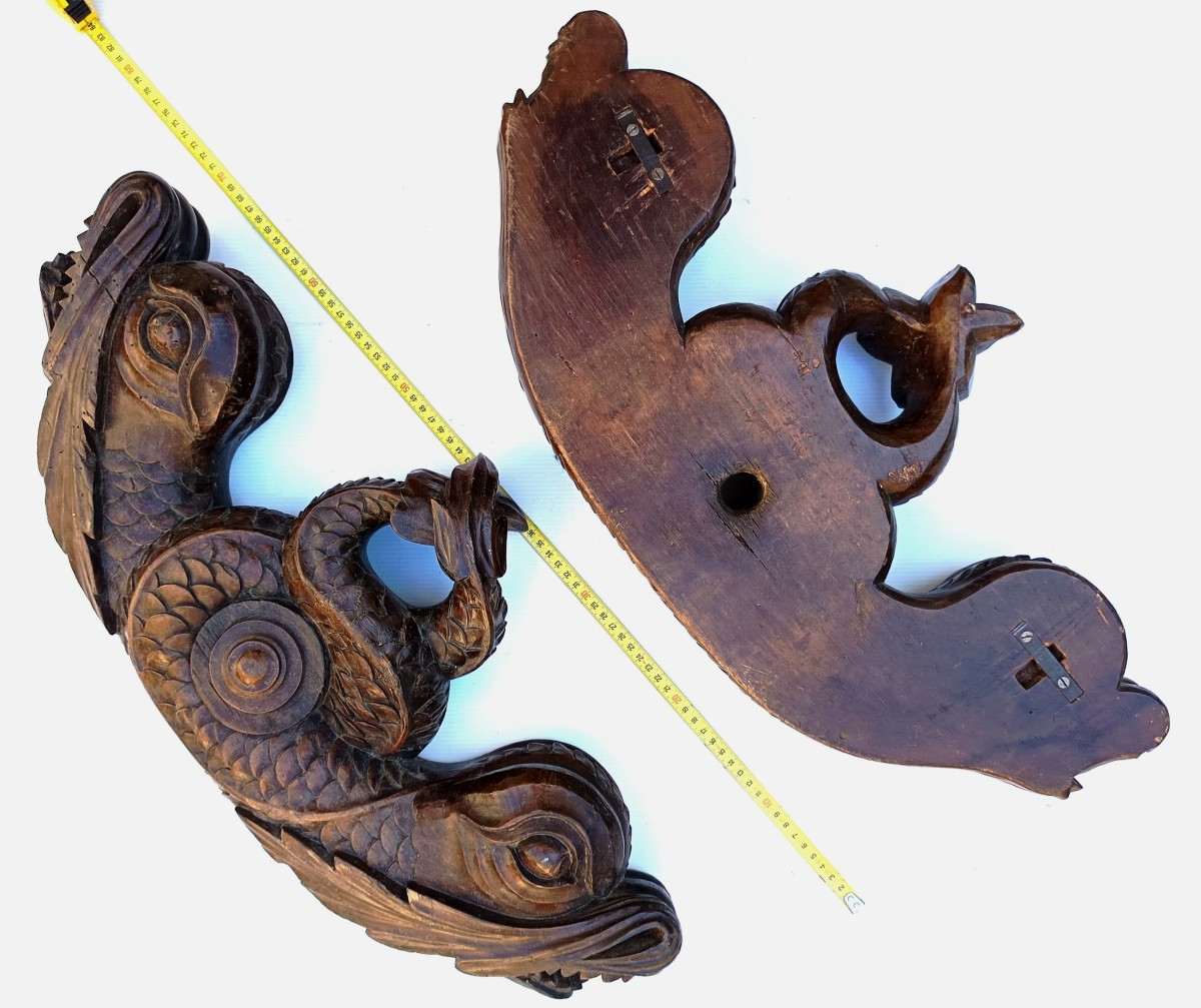 Vignerons Alsaciens: Pair Of Large Barrel Locks With Dolphins, 19th Century-photo-3