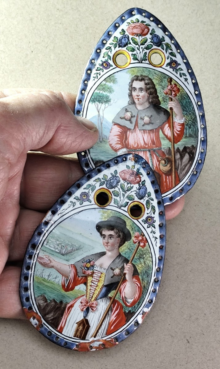Louis XIV-regence Period: Purse Enamels Plates: Wedding Of A Pilgrim Couple-photo-4
