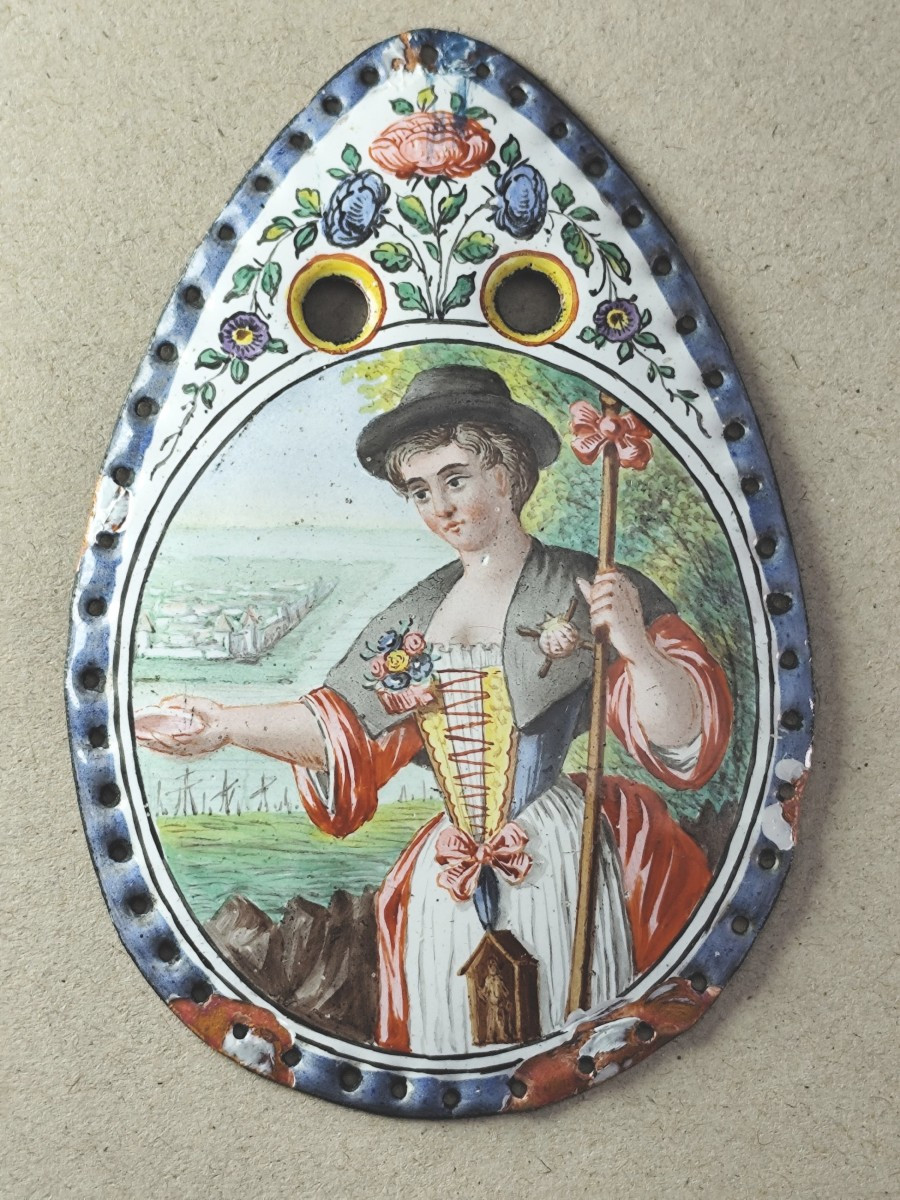 Louis XIV-regence Period: Purse Enamels Plates: Wedding Of A Pilgrim Couple-photo-3