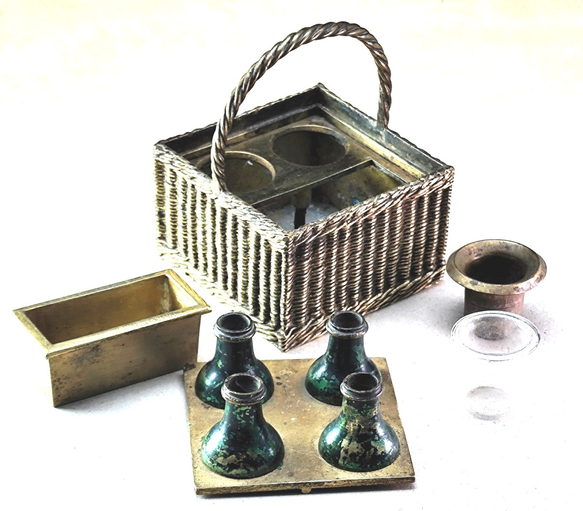 Encrier de caviste, trompe l’œil bronze de Vienne, 19e siècle-photo-3