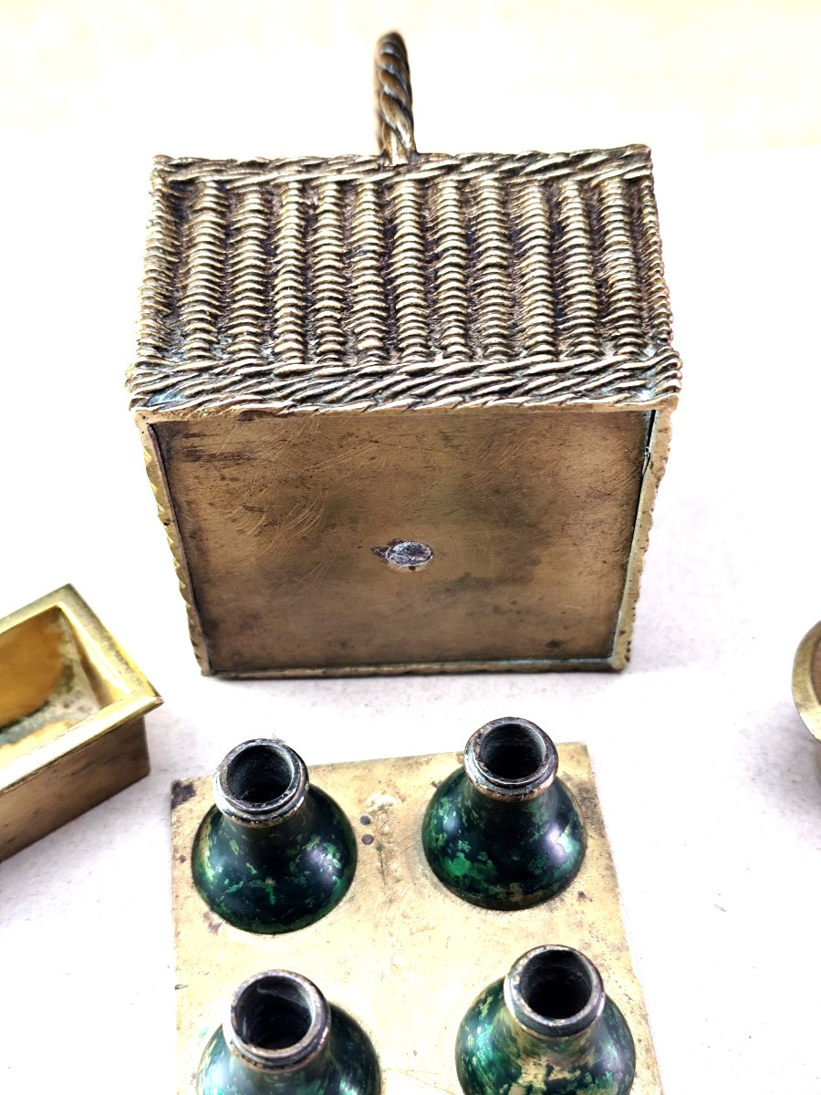 Encrier de caviste, trompe l’œil bronze de Vienne, 19e siècle-photo-1