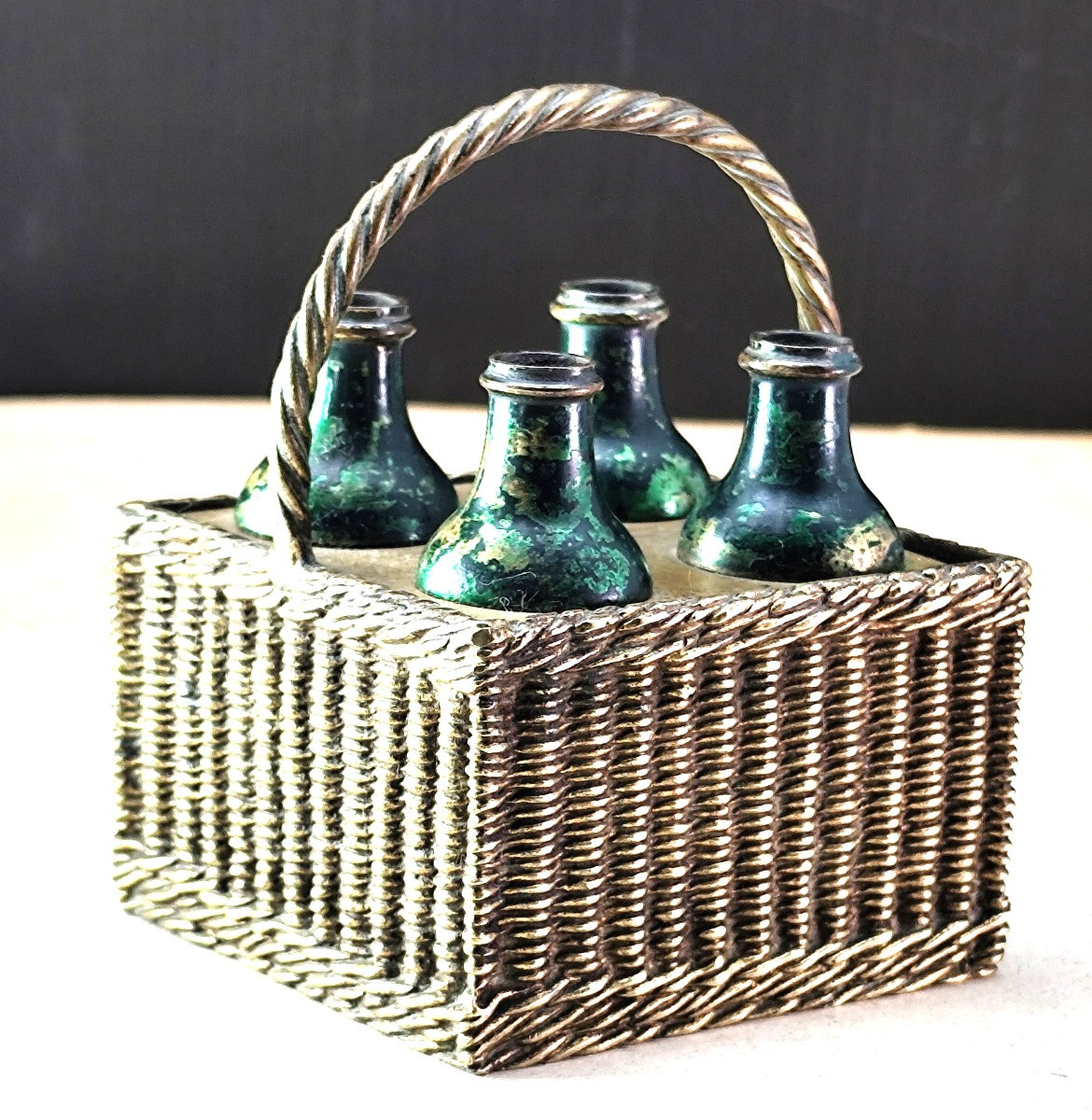 Encrier de caviste, trompe l’œil bronze de Vienne, 19e siècle