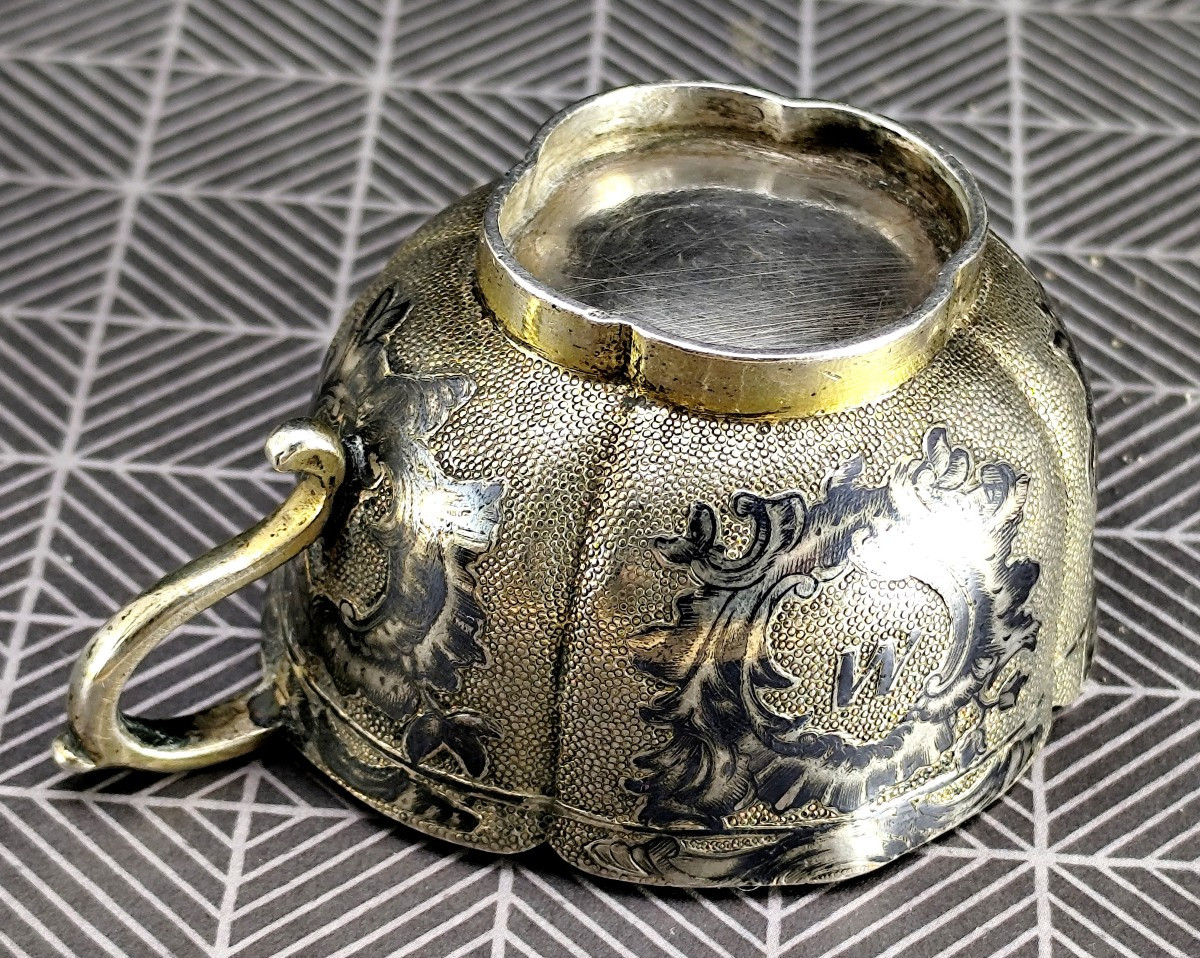 Jolie Charka à Vodka ovale, argent niellé, belle qualité, 55g-photo-4