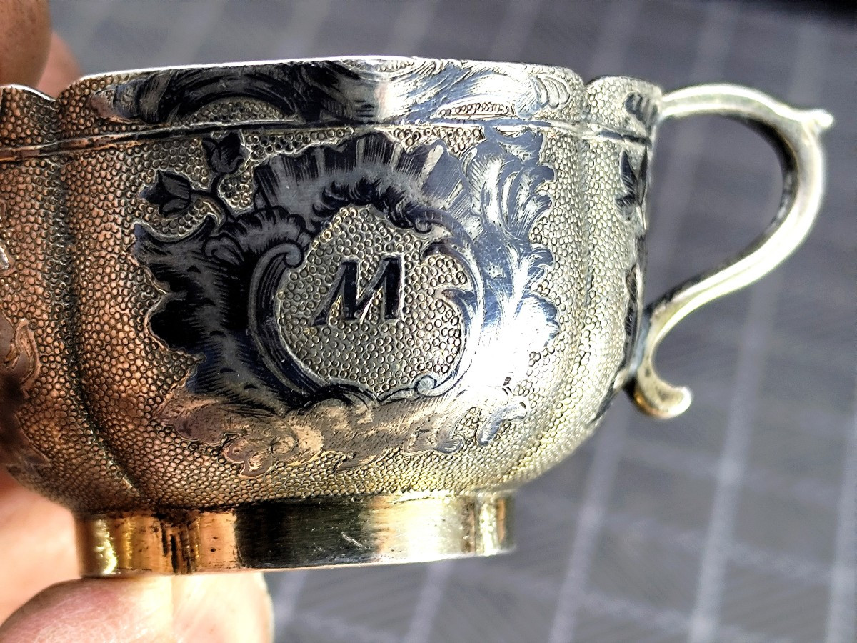 Jolie Charka à Vodka ovale, argent niellé, belle qualité, 55g-photo-2