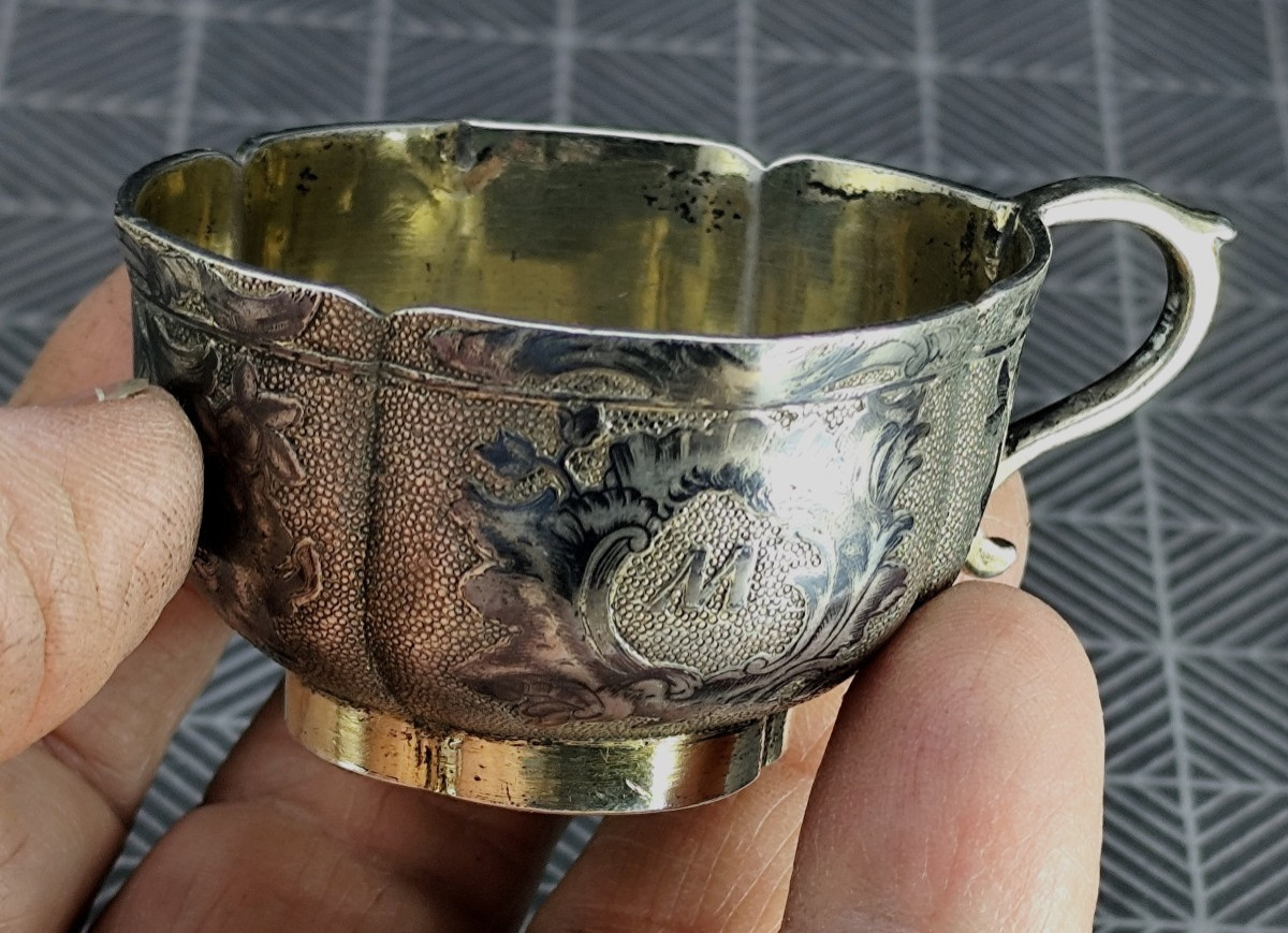 Jolie Charka à Vodka ovale, argent niellé, belle qualité, 55g-photo-3