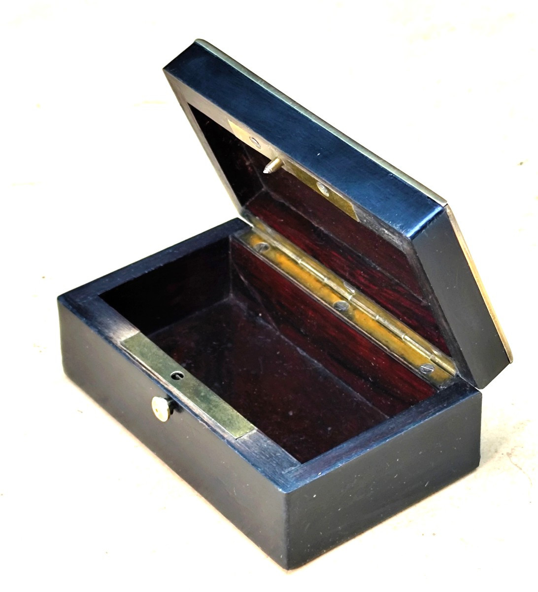 Miniature de coffret marqueterie Boulle rouge, qualité second Empire-photo-3