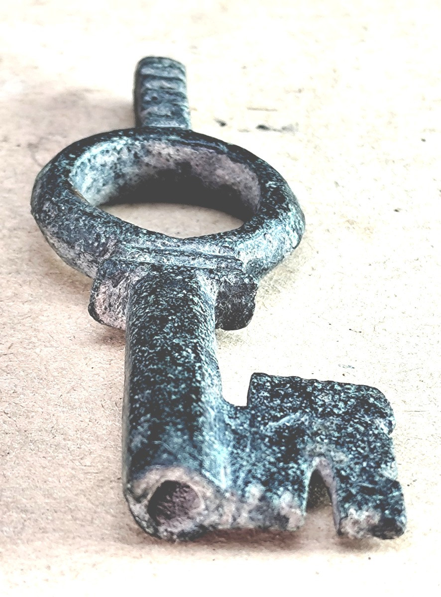 Beautiful Gallo-roman Bronze System Key, 7.5cm 3-4th Century-photo-2