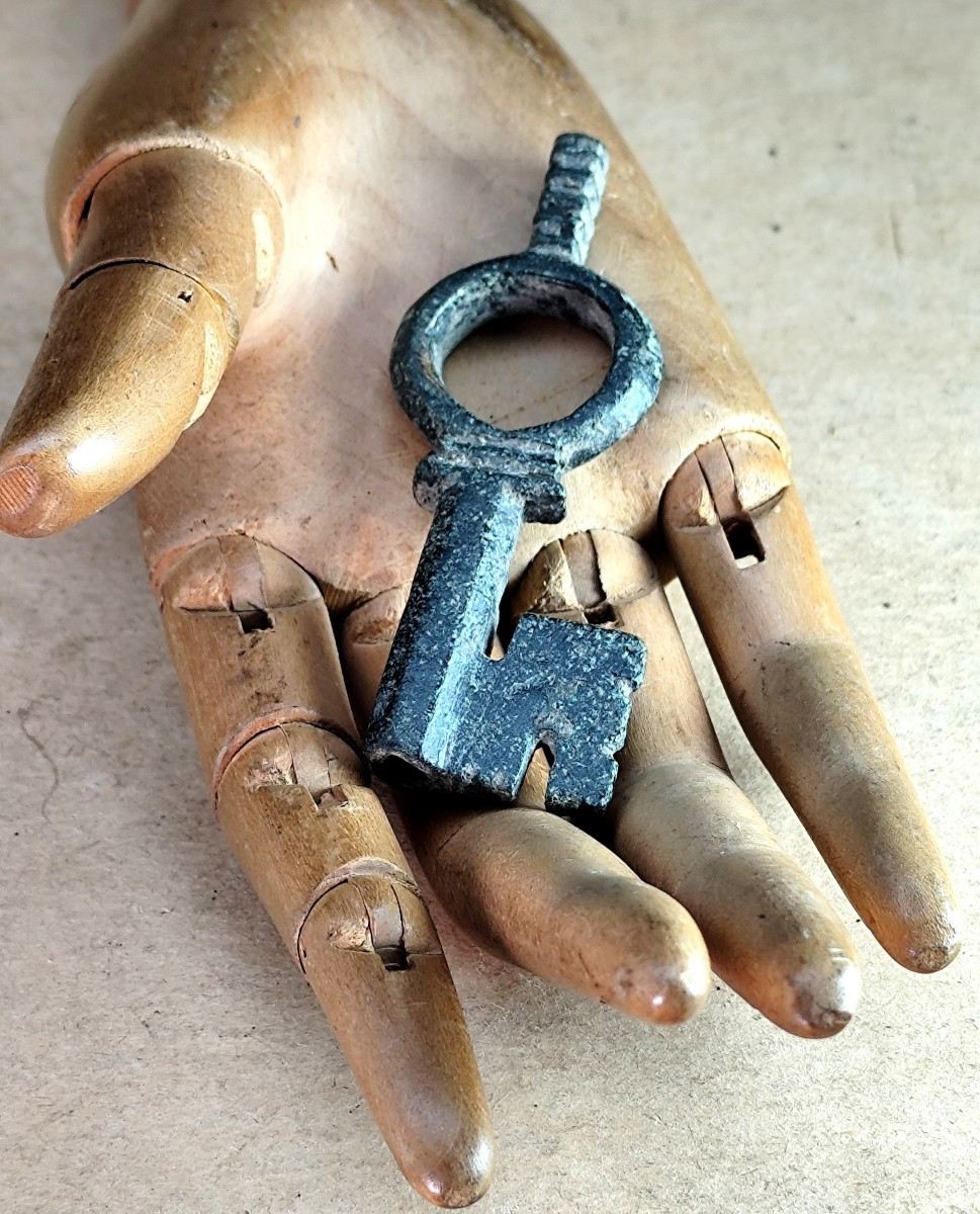 Beautiful Gallo-roman Bronze System Key, 7.5cm 3-4th Century-photo-4