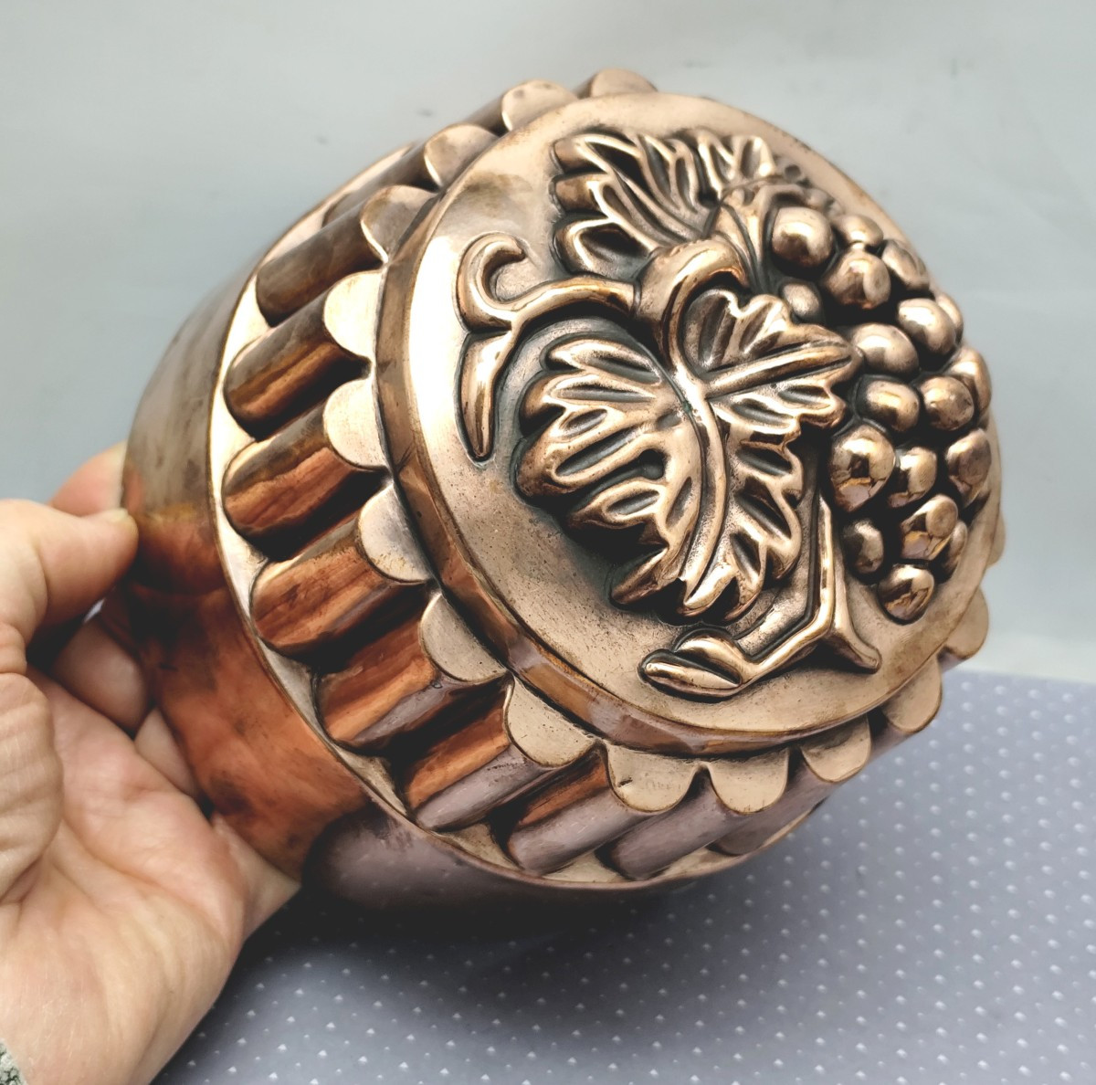 Franch Copper Mold, Decor Of Vine, Kitchen And Wine, Louis Philippe Period-photo-2