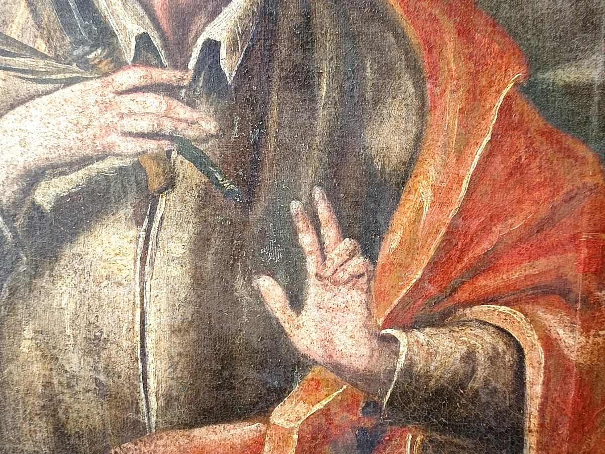 Saint Bartholomew, Apostle Of Armenia, 17th-18th Century Portrait, Discovery Condition-photo-2