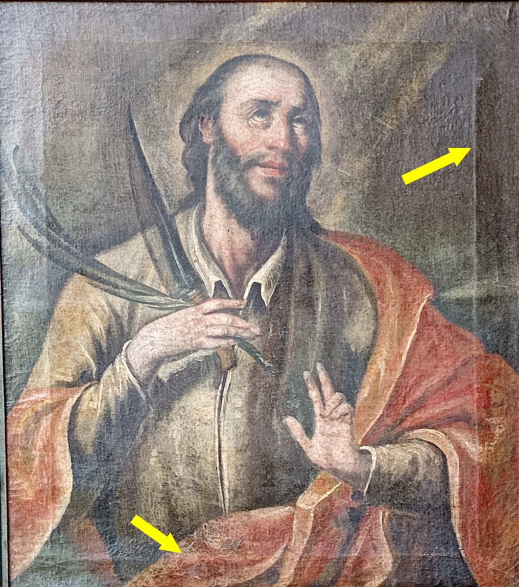 Saint Bartholomew, Apostle Of Armenia, 17th-18th Century Portrait, Discovery Condition-photo-4
