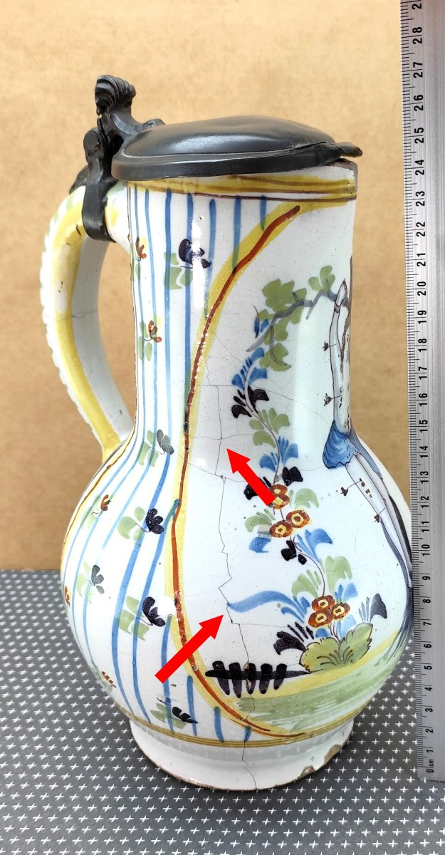 Bruxelles ; le beau pot à bière de Sébastien, fin 18e, fêlé.-photo-2