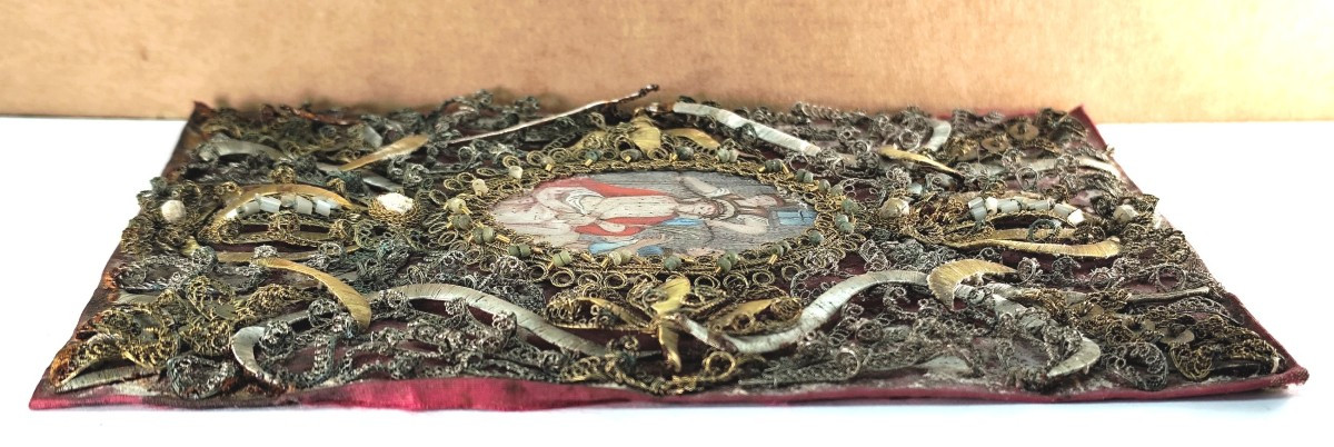 Monastic Art: 18th Century, Ecce Homo, Painted On Parchment, Rich Dorloterie-photo-1