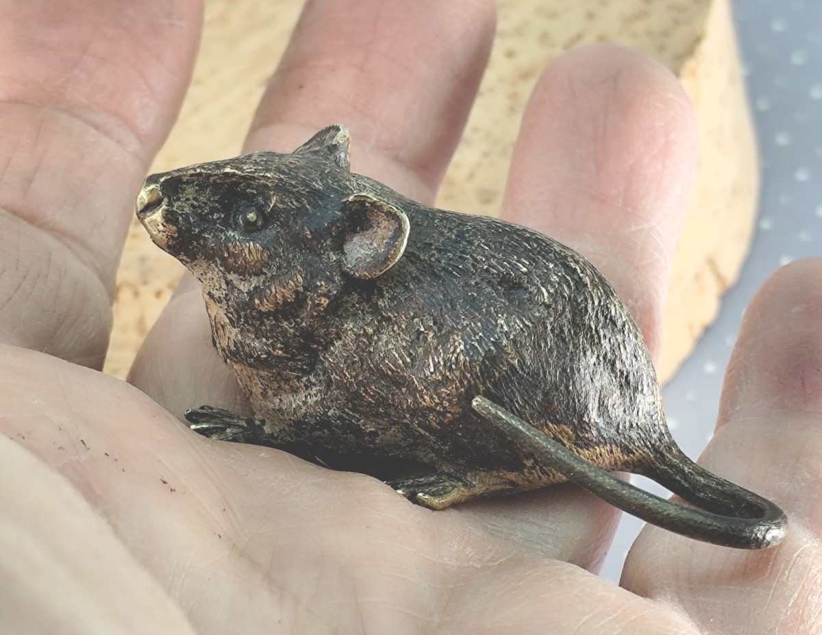 Petite souris Bronze de Vienne, marqué (Geschutzt), 19e siècle-photo-1