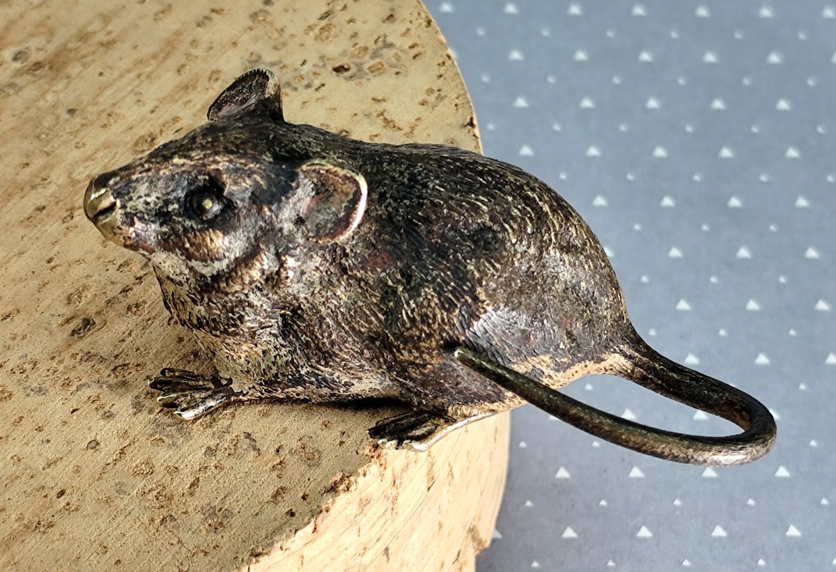 Petite souris Bronze de Vienne, marqué (Geschutzt), 19e siècle