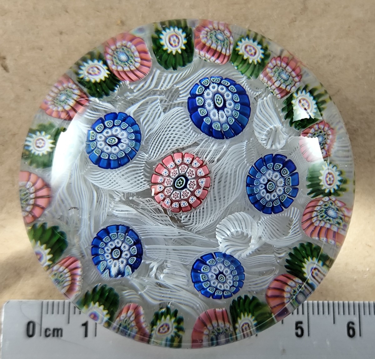Nice Paperweight With Muslin Bottom, Clichy ? 19th Century, Good Condition-photo-4