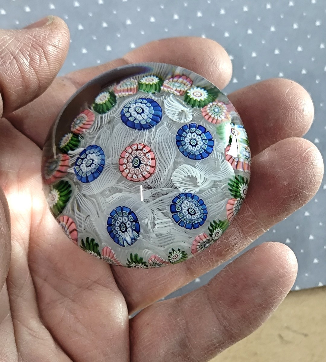 Nice Paperweight With Muslin Bottom, Clichy ? 19th Century, Good Condition-photo-1