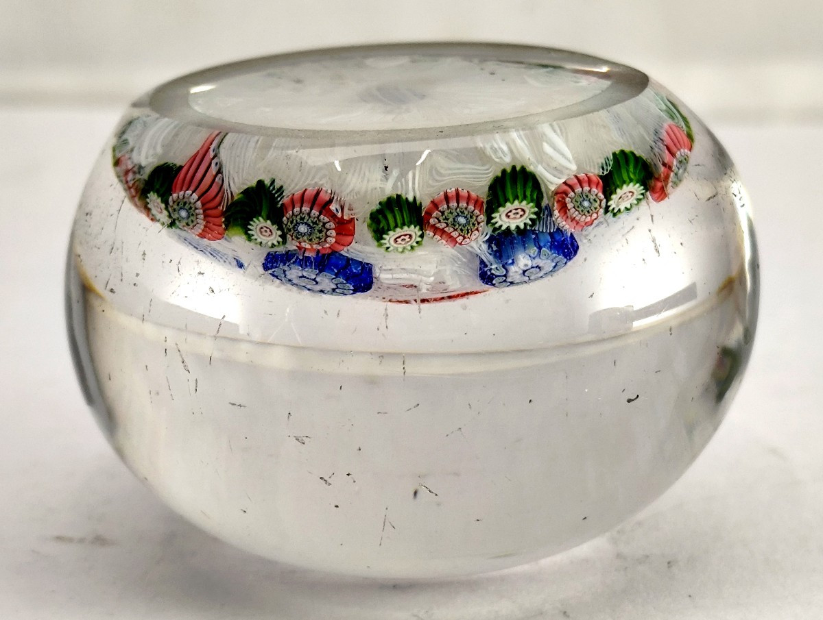 Nice Paperweight With Muslin Bottom, Clichy ? 19th Century, Good Condition-photo-2