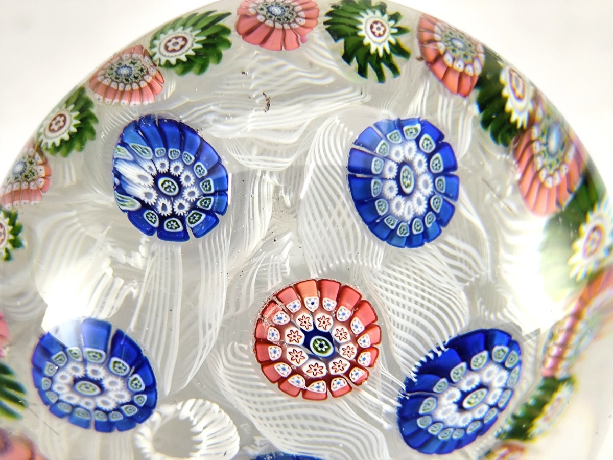 Nice Paperweight With Muslin Bottom, Clichy ? 19th Century, Good Condition-photo-3