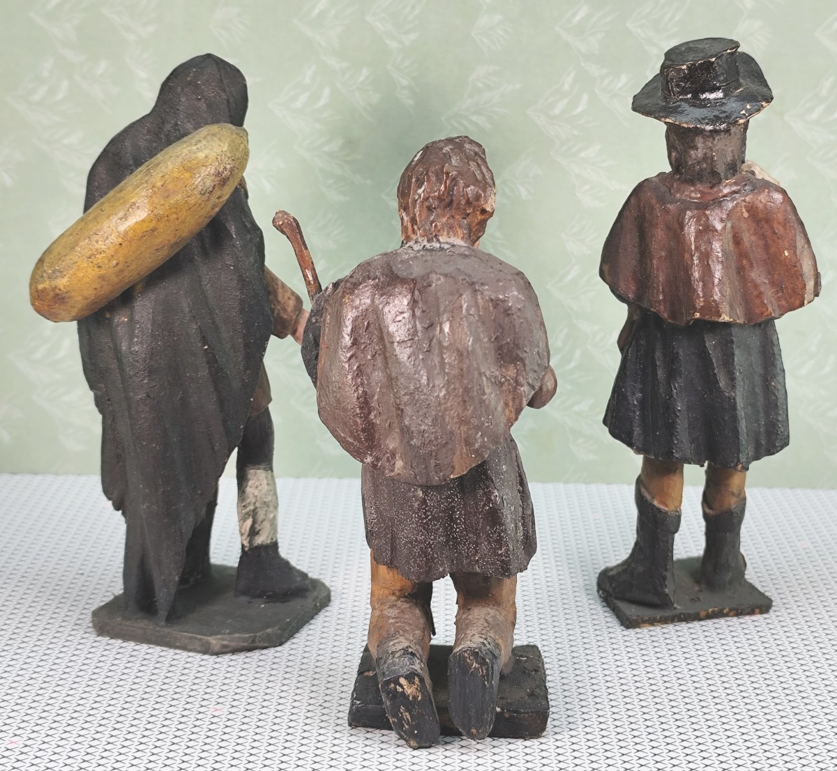 Three Brave Santons In Carved And Painted Wood - Primitive, XVIIIᵉ-xixᵉ Century-photo-4