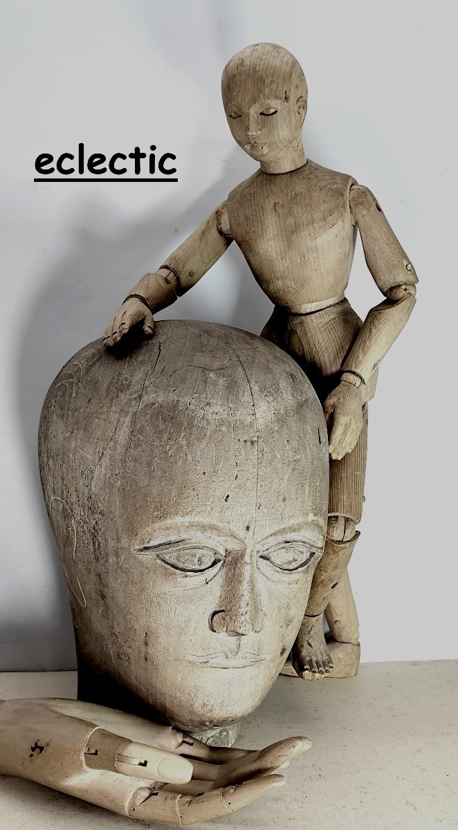 Three Brave Santons In Carved And Painted Wood - Primitive, XVIIIᵉ-xixᵉ Century-photo-2