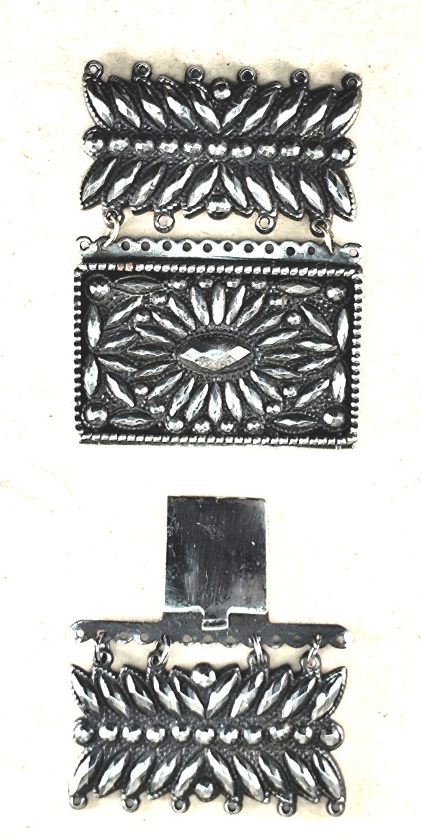 Beau Bijou d’acier poli époque Directoire : fermoir de bracelet diamanté-photo-2