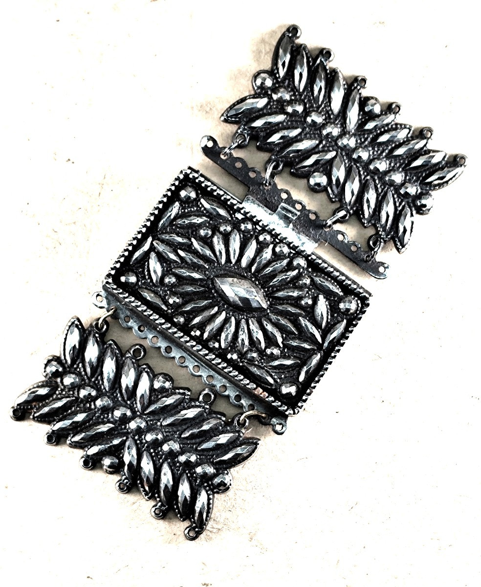 Beau Bijou d’acier poli époque Directoire : fermoir de bracelet diamanté-photo-4