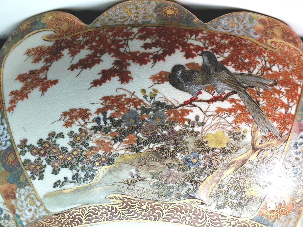 Grande Coupe Satsuma richement décorée, fin 19e, 30cm, 2kg, un défaut-photo-4