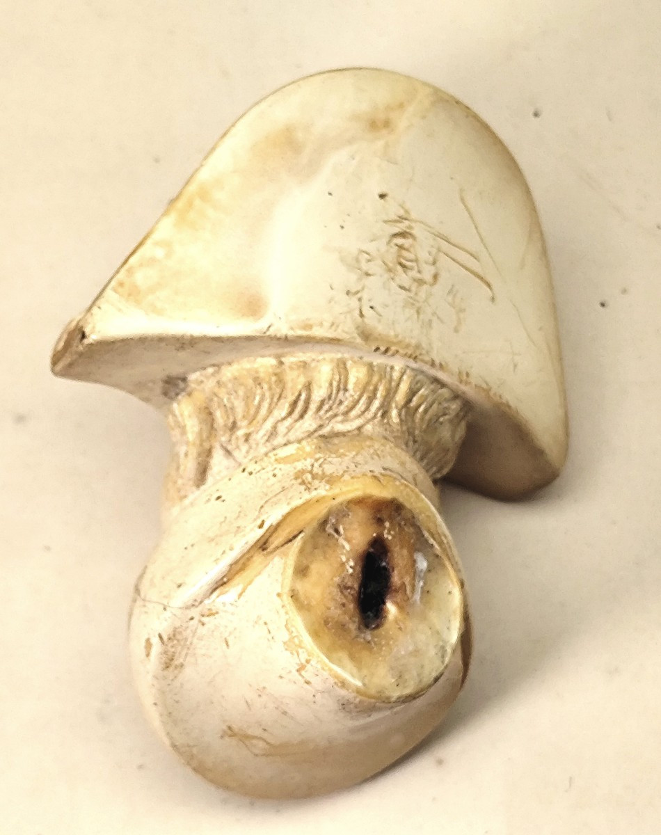 Napoléon : Belle tête en écume de mer, ancienne pipe cassée-photo-1
