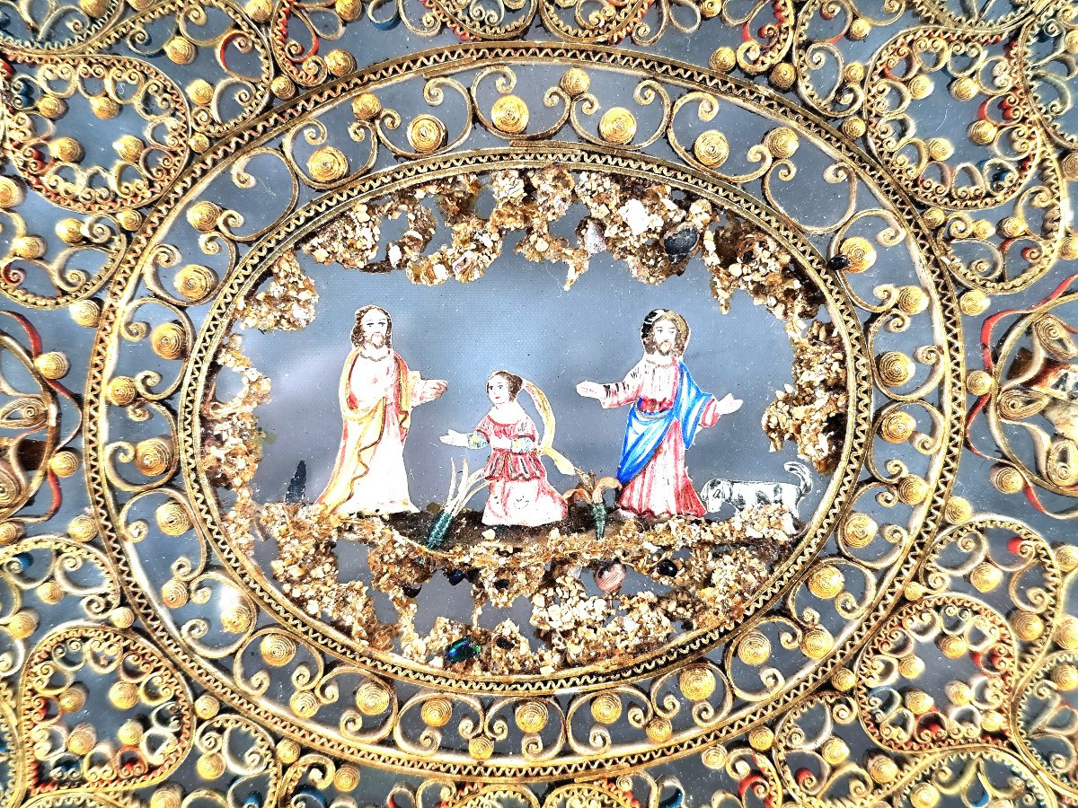 Surprenant travail monastique, 18e siècle : la Ste Famille sous vitrine.-photo-2