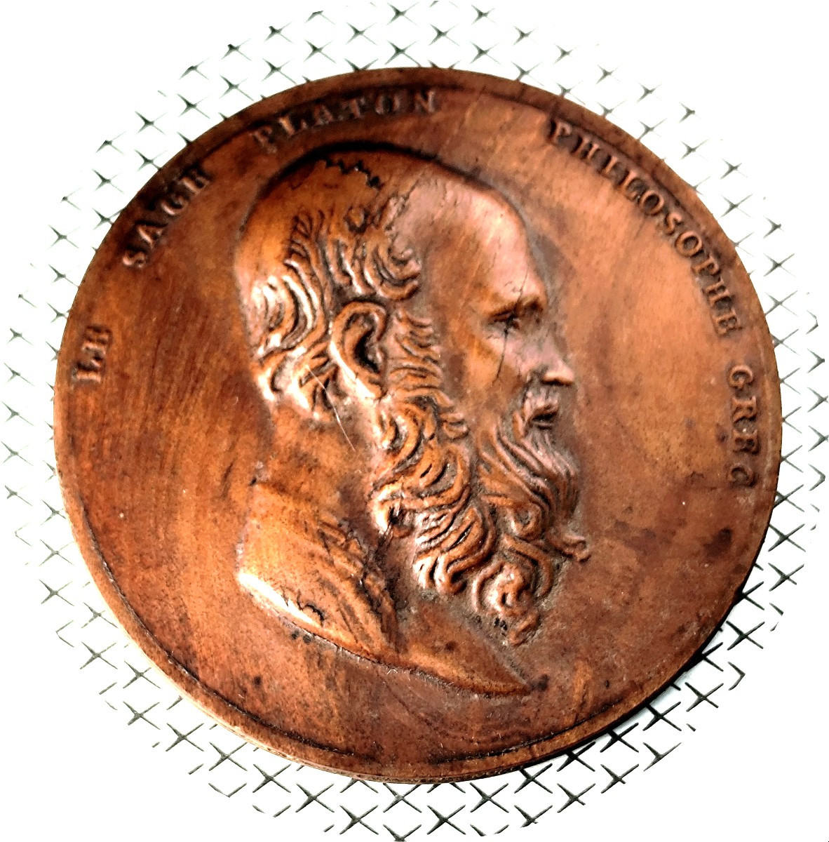 Bust Of Plato, Compressed Wood Medal, Circa 1800,-photo-2