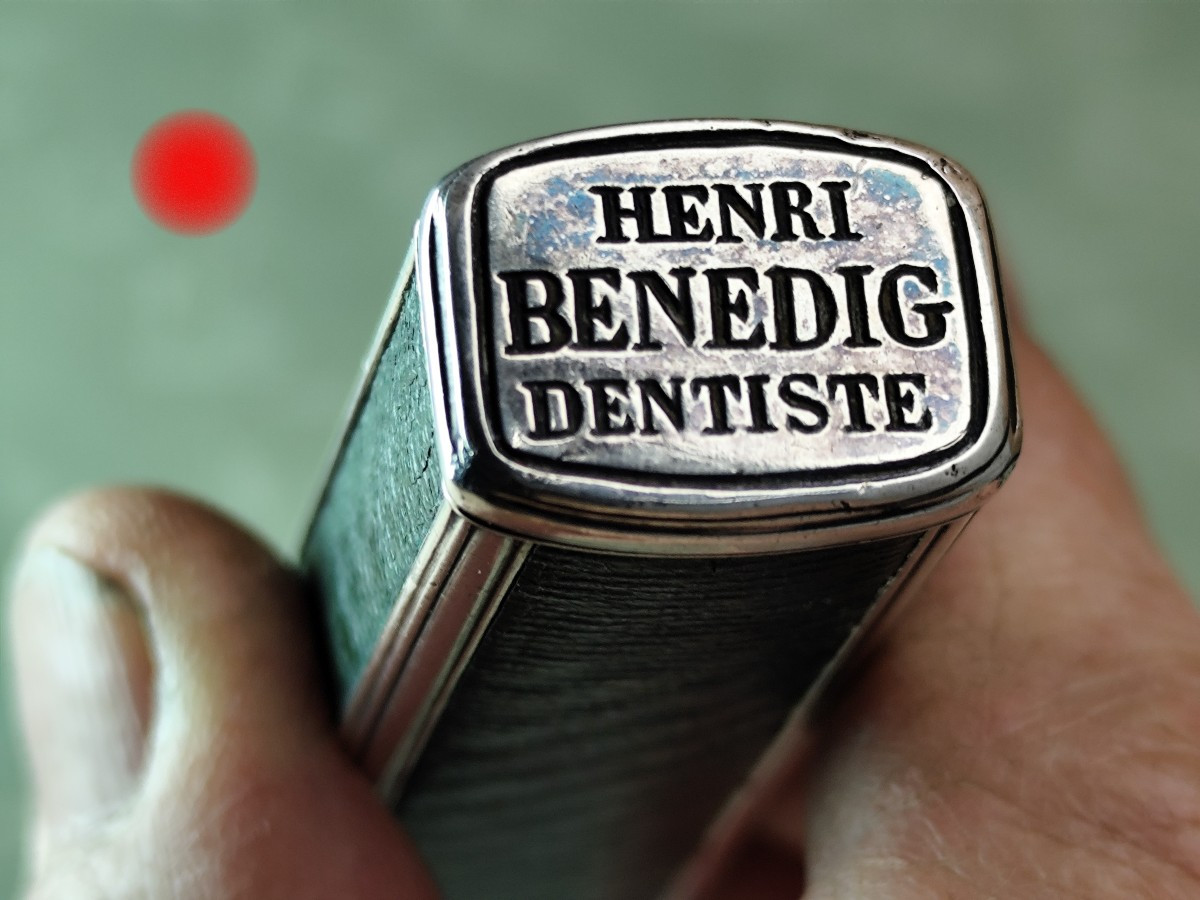 Bel étui à cacheter de dentiste  gainé cuir, 19e siècle-photo-2