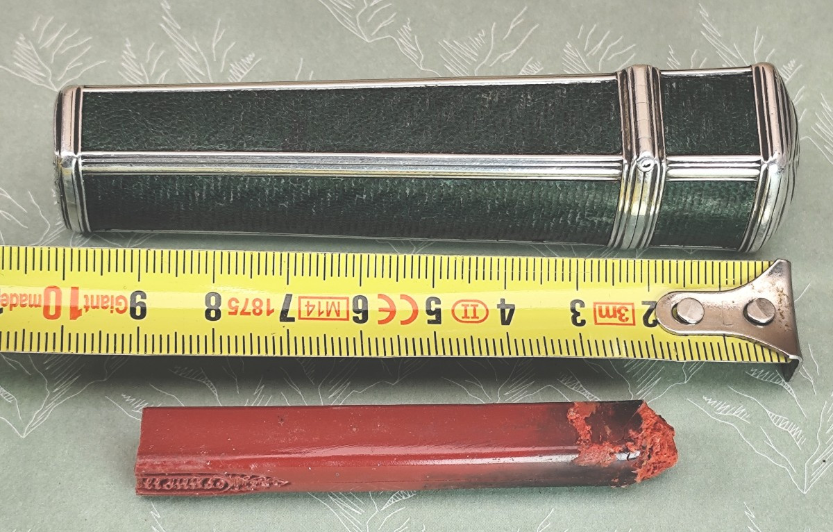 Bel étui à cacheter de dentiste  gainé cuir, 19e siècle-photo-3