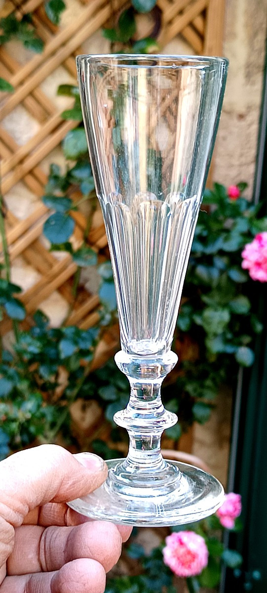 6  flûtes Cristal soufflé taillé, Louis Philippe, St Louis ou Baccarat-photo-2