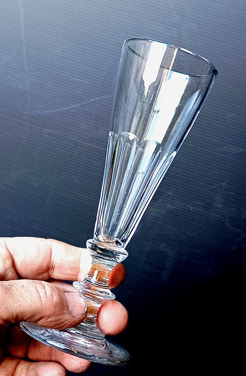 6  flûtes Cristal soufflé taillé, Louis Philippe, St Louis ou Baccarat-photo-3