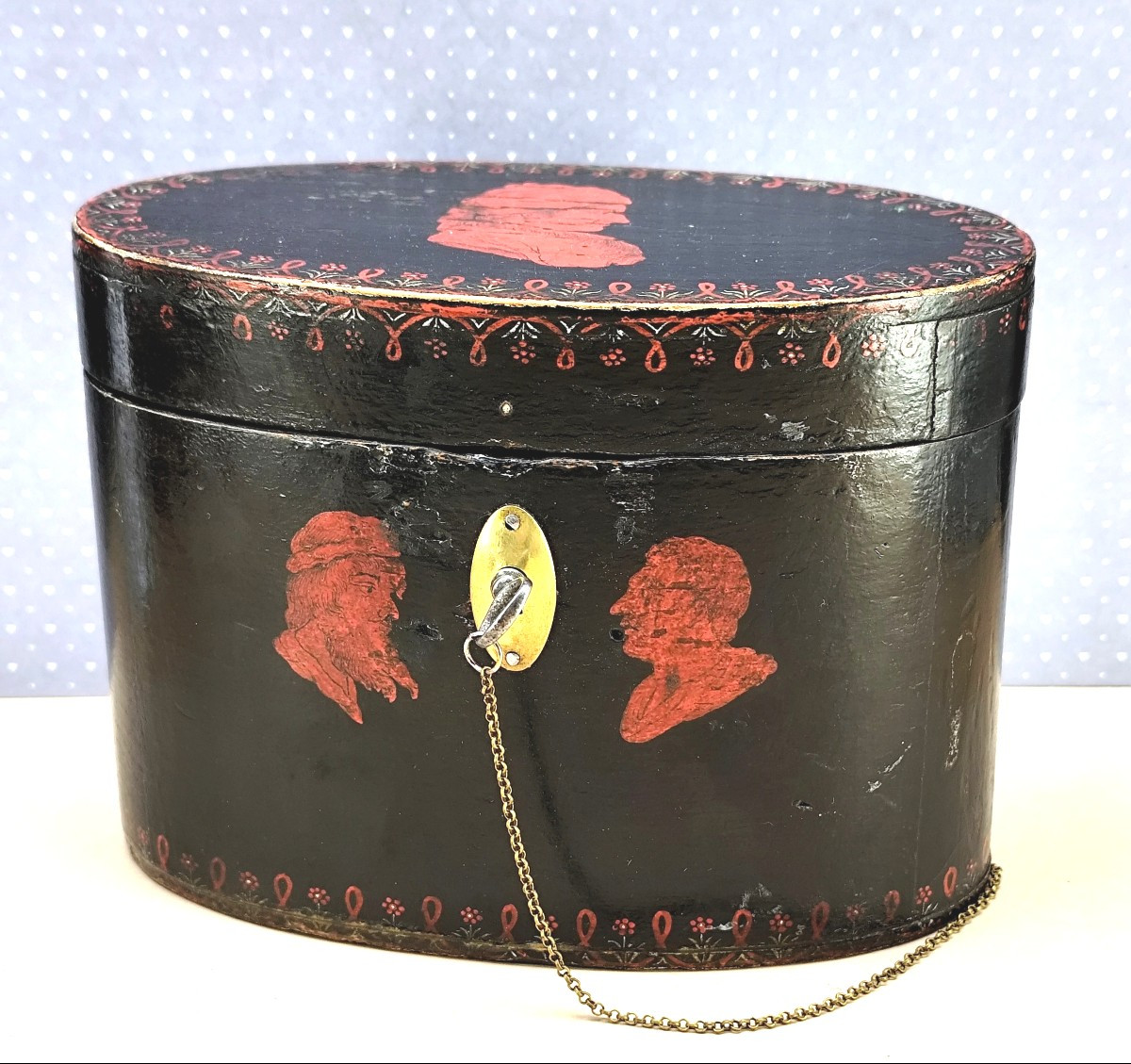  Etruscan Tea Caddy, belle boîte à thé Anglaise, fin du 18e siècle-photo-4