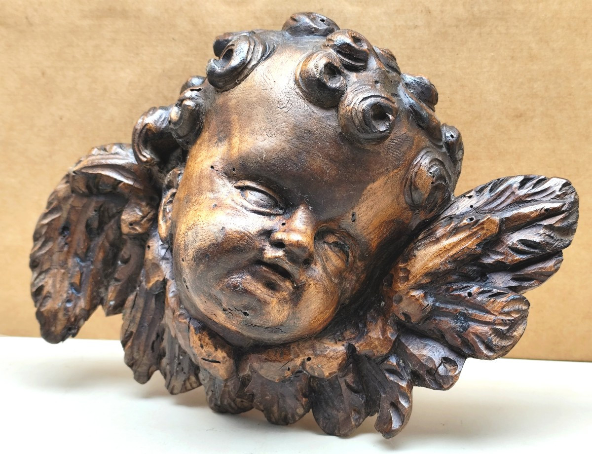 Angelot d’applique bois sculpté, 18e siècle, bon état