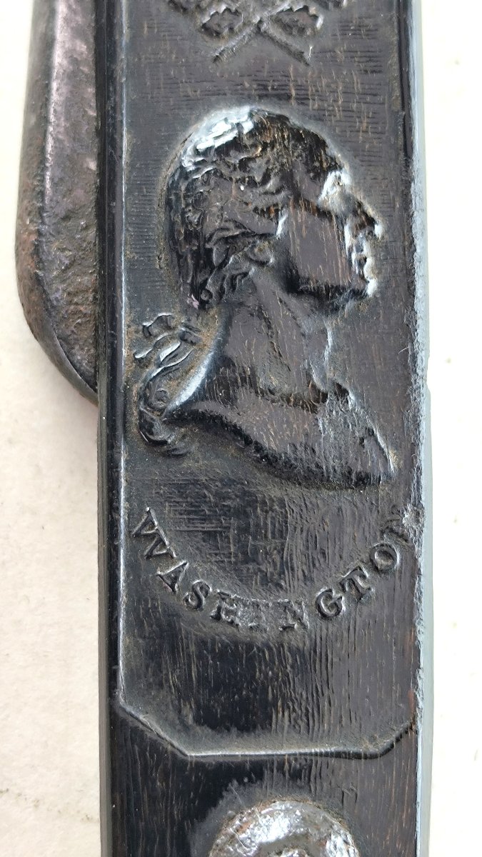Rasoir patriotique Américain, corne pressée, Washington et l’indépendance-photo-2
