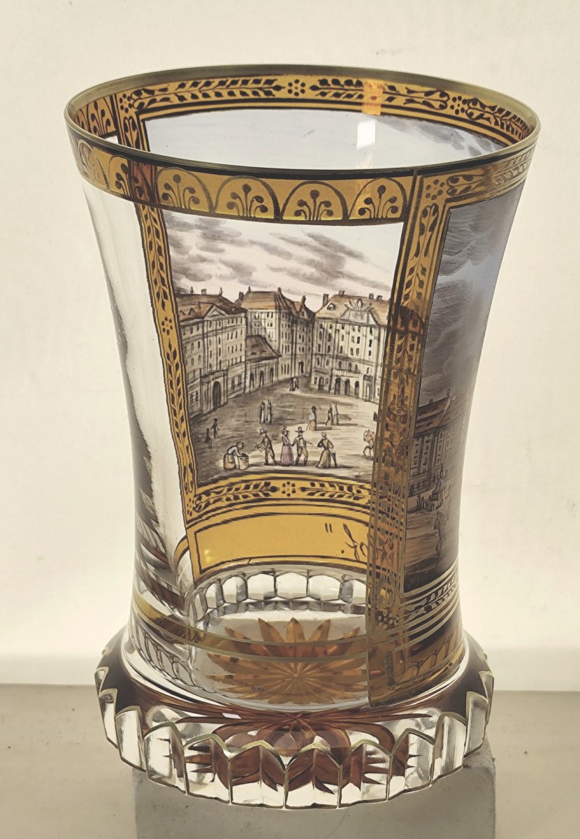 Beau gobelet Viennois, verre de Bohème aux émaux translucides, vers 1840-photo-5
