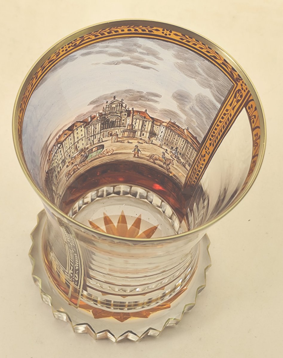 Beau gobelet Viennois, verre de Bohème aux émaux translucides, vers 1840-photo-6