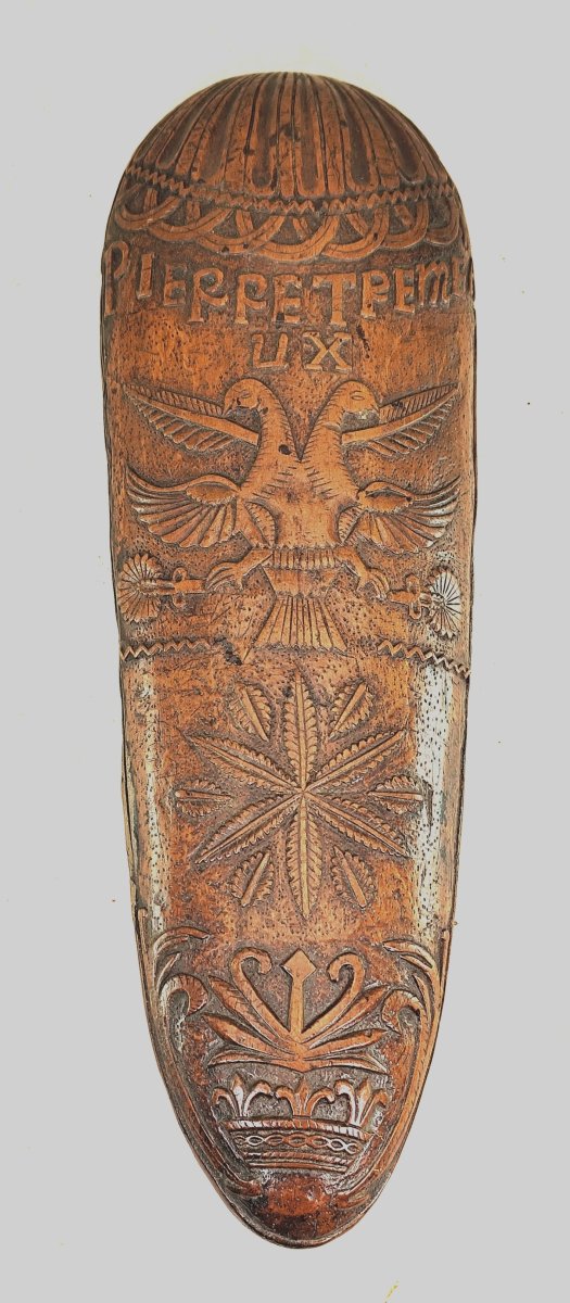 Râpe à tabac aux deux colombes, bois fruitier de 1757, complète-photo-2